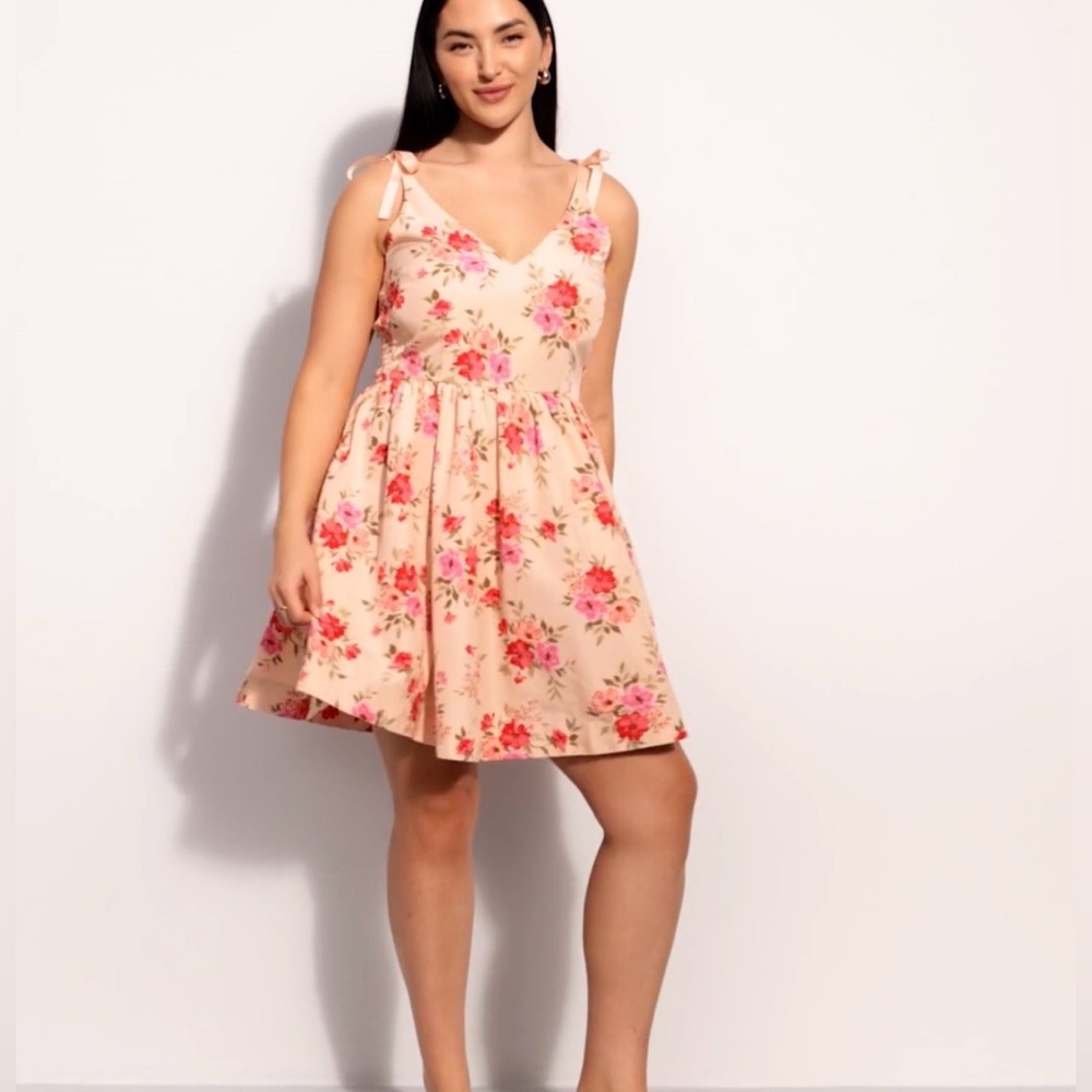 Old Navy The Occasions fit and flare taffeta mini dress pink floral